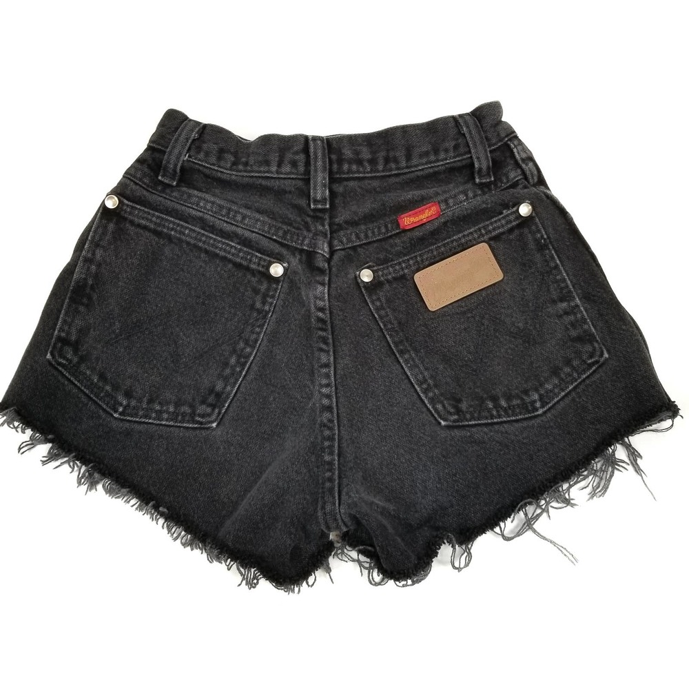 Wrangler Women's Black Hi Rise Cut Off Denim Jean Shorts Size 24